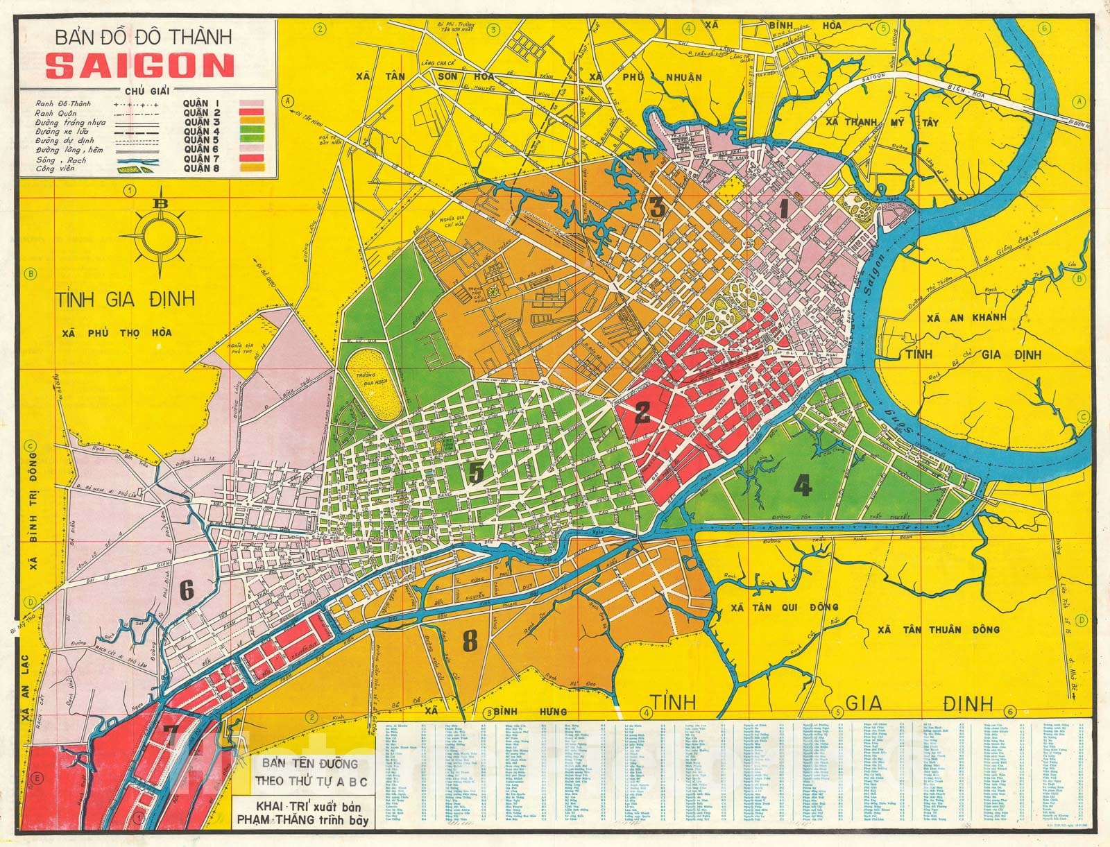 Historic Map : Plan of Saigon, South Vietnam, Thang, 1966, Vintage Wall Art