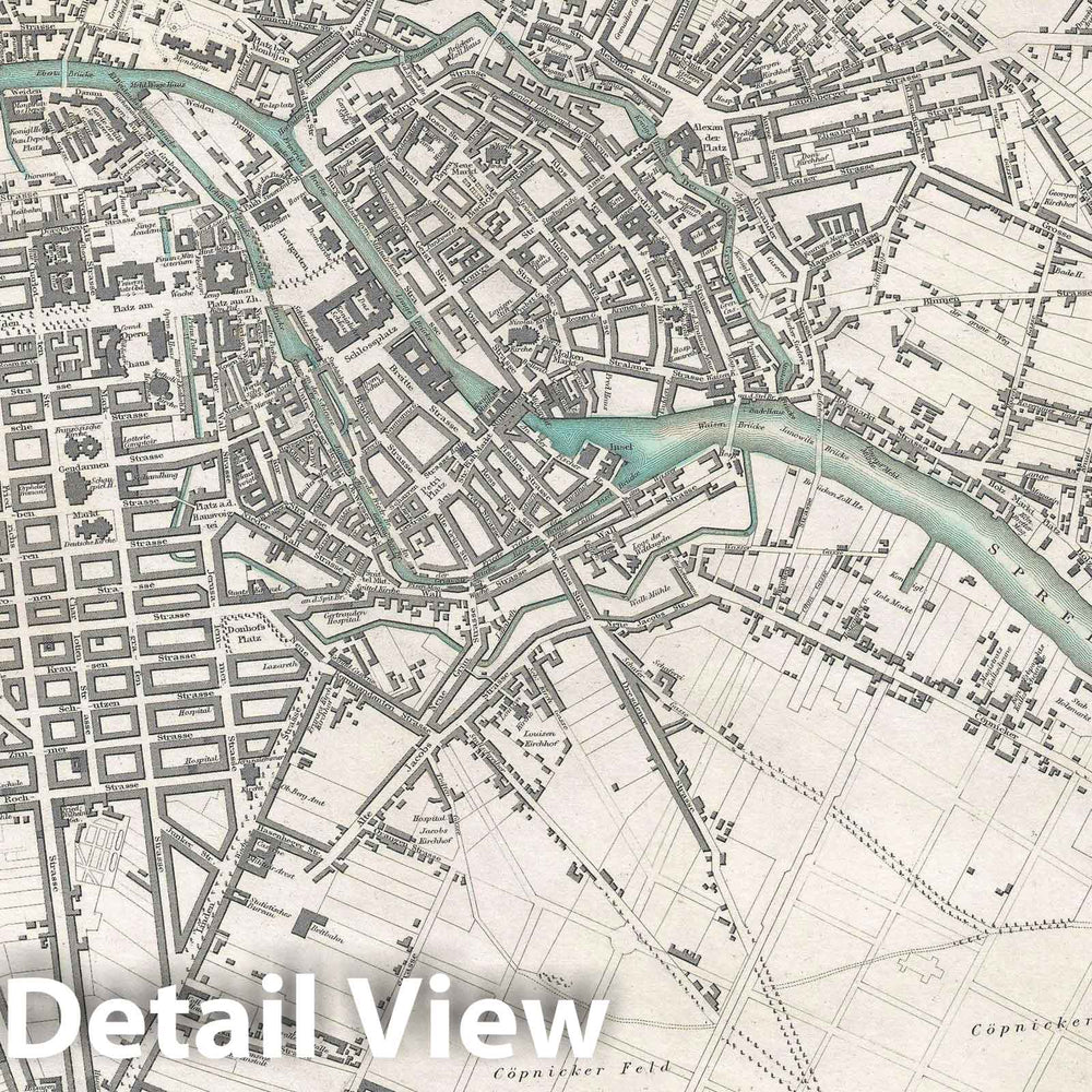 Historic Map : Plan of Berlin, S.D.U.K., 1833, Vintage Wall Art
