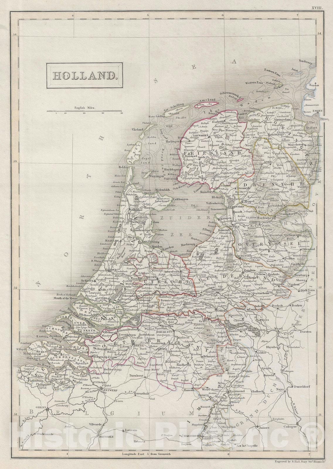 Historic Map : Holland, Black, 1840, Vintage Wall Art