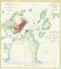 Historic Map : Nautical Chart Portland Harbor, Maine, U.S. Coast Survey, 1859, Vintage Wall Art