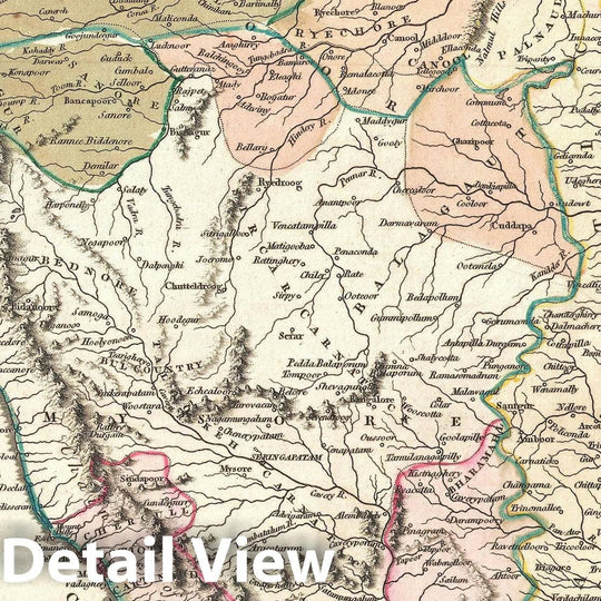 Historic Map : Southern India, Wilkinson, 1794, Vintage Wall Art
