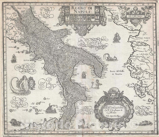 Historic Map : Southern Italy, Magini, 1620 v1, Vintage Wall Art