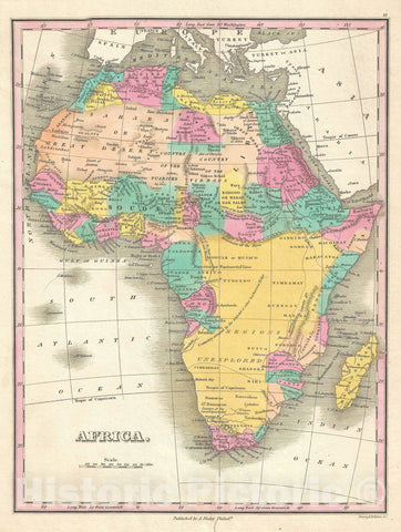 Historic Map : Africa, Finley, 1828, Vintage Wall Art