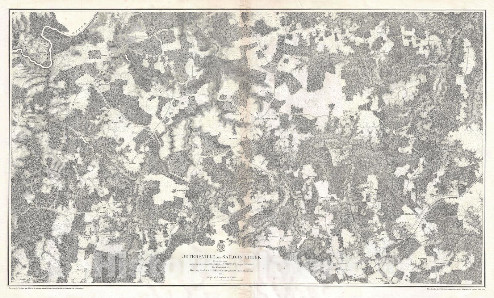 Historic Map : The Battlefied of Sailor's Creek during The U.S Civil War, Weyss, 1867, Vintage Wall Art