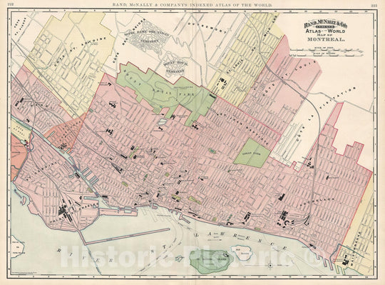 Historic Map : Montreal, Canada, Rand McNally, 1893, Vintage Wall Art