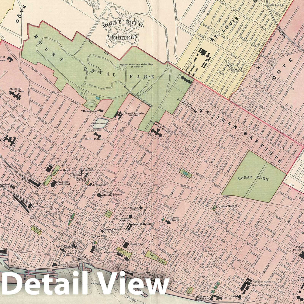 Historic Map : Montreal, Canada, Rand McNally, 1893, Vintage Wall Art