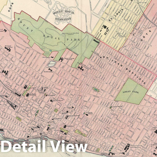 Historic Map : Montreal, Canada, Rand McNally, 1893, Vintage Wall Art