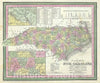 Historic Map : North Carolina with The Gold Regions, Mitchell, 1854, Vintage Wall Art