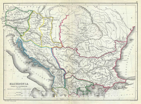 Historic Map : Ancient Macedonia and The Balkans, Hughes, 1867, Vintage Wall Art