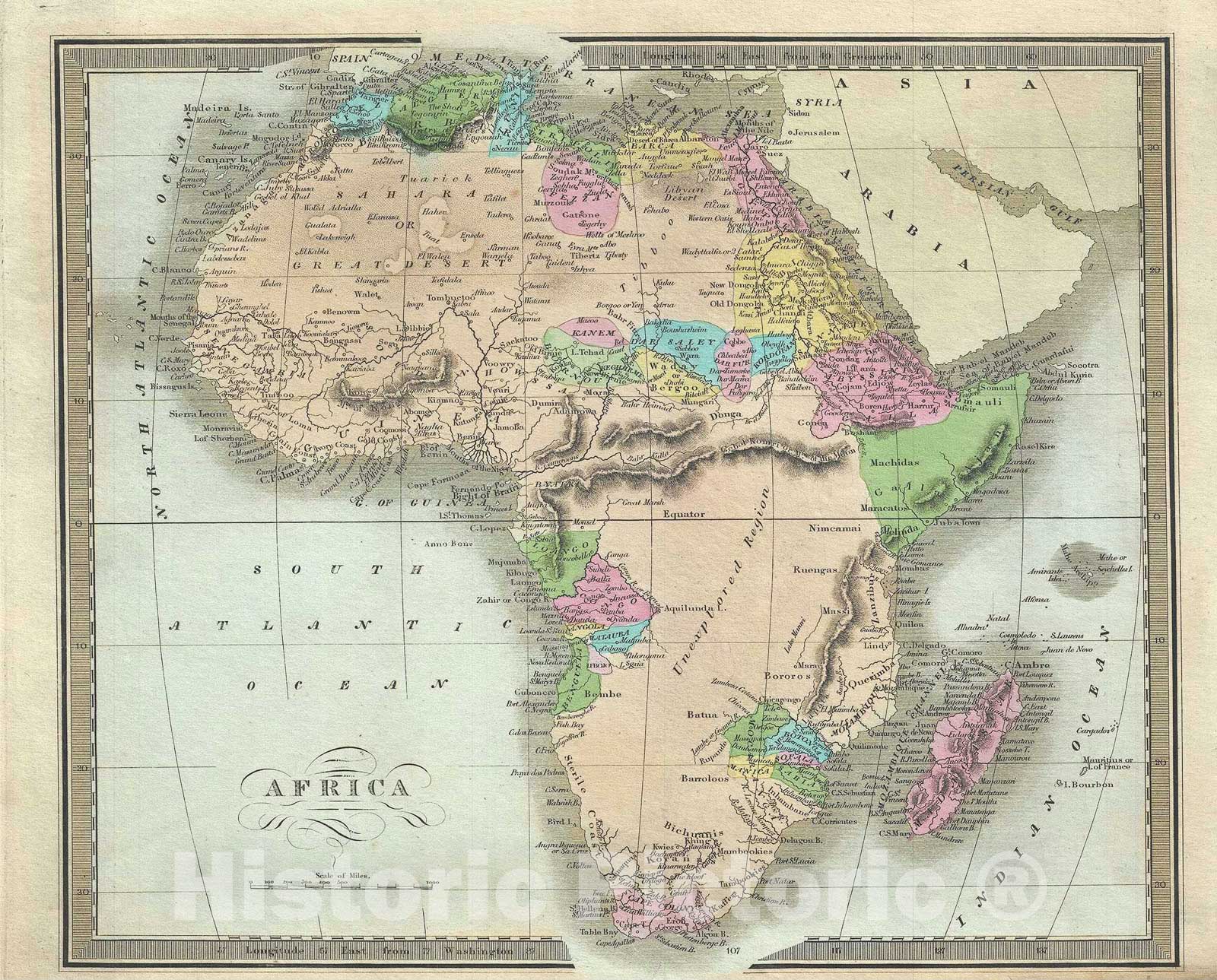 Historic Map : Africa, Burr, 1834, Vintage Wall Art