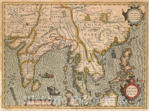 Historic Map : India, Southeast Asia and The Philippines, Jodocus Hondius, 1611, Vintage Wall Art