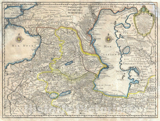 Historic Map : The Caucuses and The Caspian Sea, De L'Isle, 1723, Vintage Wall Art