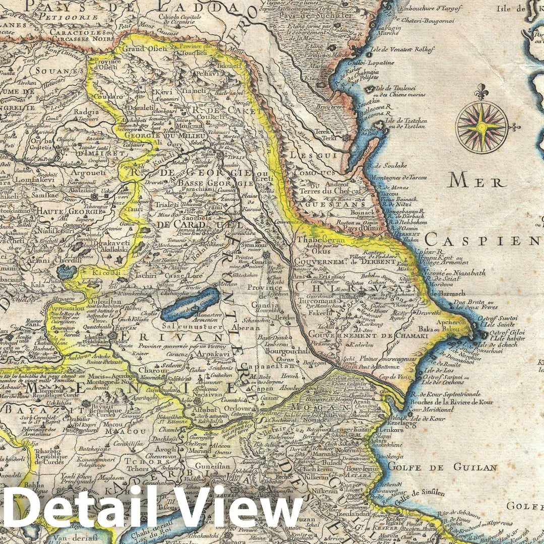 Historic Map : The Caucuses and The Caspian Sea, De L'Isle, 1723, Vintage Wall Art