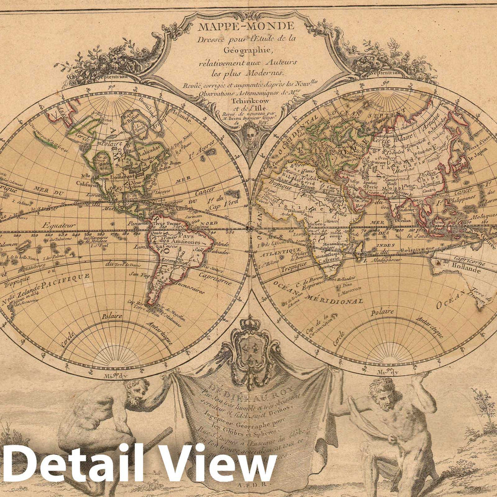 Historic Map : The World, Brion, 1766, Vintage Wall Art