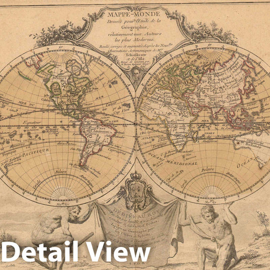 Historic Map : The World, Brion, 1766, Vintage Wall Art