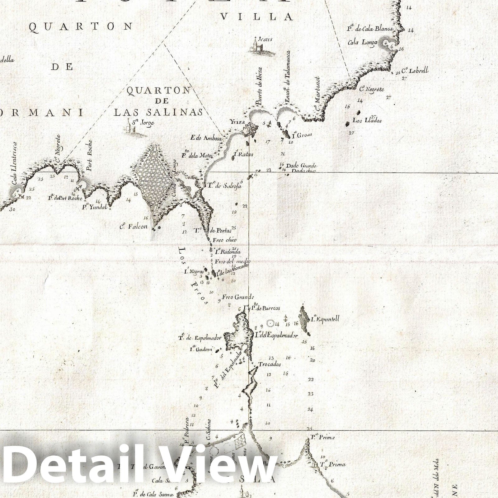 Historic Map : Nautical Chart Ibiza, Spain, Tofino, 1786, Vintage Wall Art
