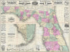 Historic Map : Tobacco Advertising Map of Florida, Lorillard - Colton, 1882, Vintage Wall Art
