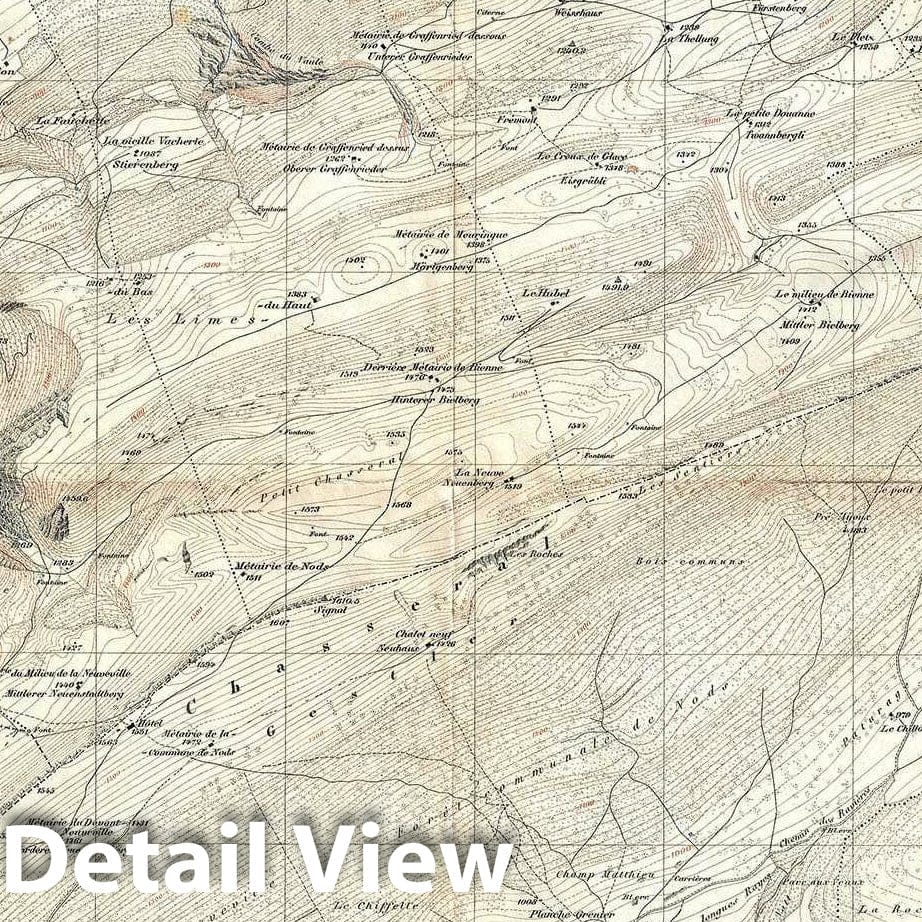 Historic Map : Chasseral, Switzerland, Seigfried Atlas, 1924, Vintage Wall Art