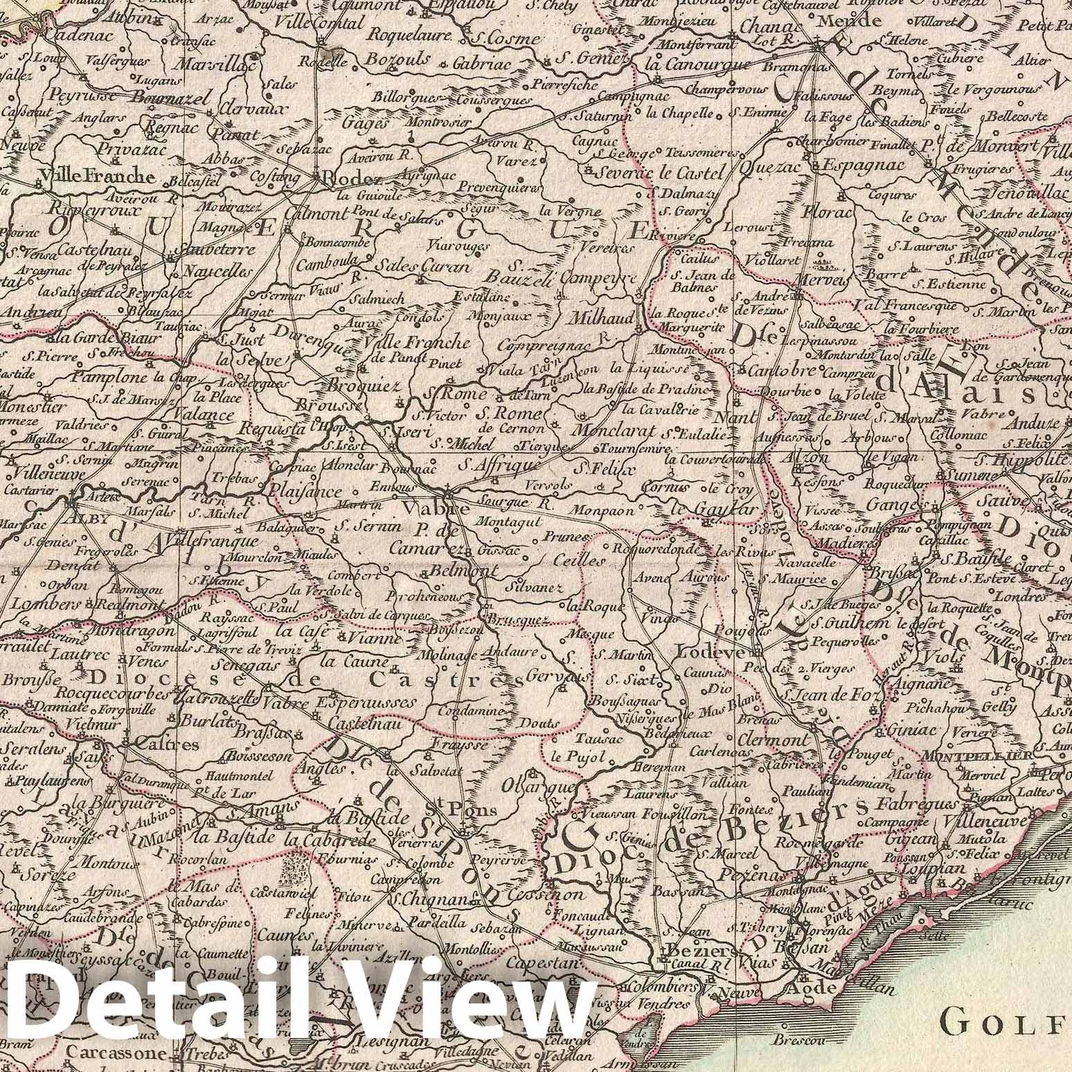 Historic Map : Languedoc and Roussillon, France, Bonne, 1771, Vintage Wall Art