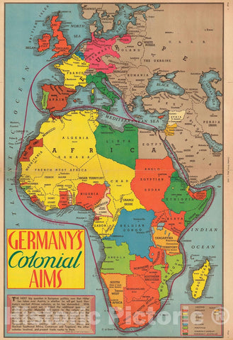 Historic Map : Colonial Africa, Romer, 1938, Vintage Wall Art