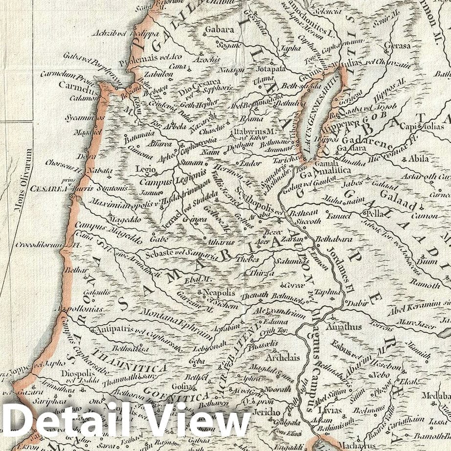 Historic Map : Palestine, Israel or The Holy Land during Ancient Times, Anville, 1750, Vintage Wall Art