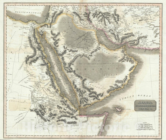 Historic Map : Arabia, Egypt and Abyssinia, Thomson, 1814, Vintage Wall Art