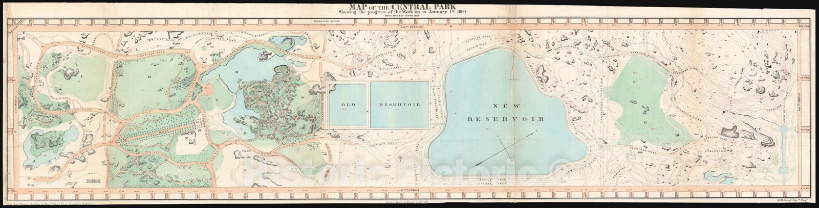 Historic Map : Central Park, New York City, Vaux and Olmstead, 1860, Vintage Wall Art