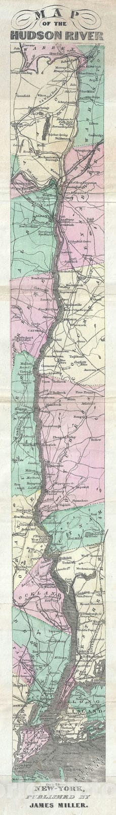 Historic Map : The Hudson River, New York, Miller, 1866, Vintage Wall Art