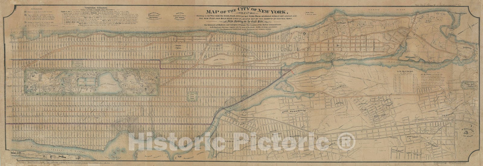 Historic Map : Manhattan, New York City, North of 55th St., Ewen - Towle, 1869, Vintage Wall Art
