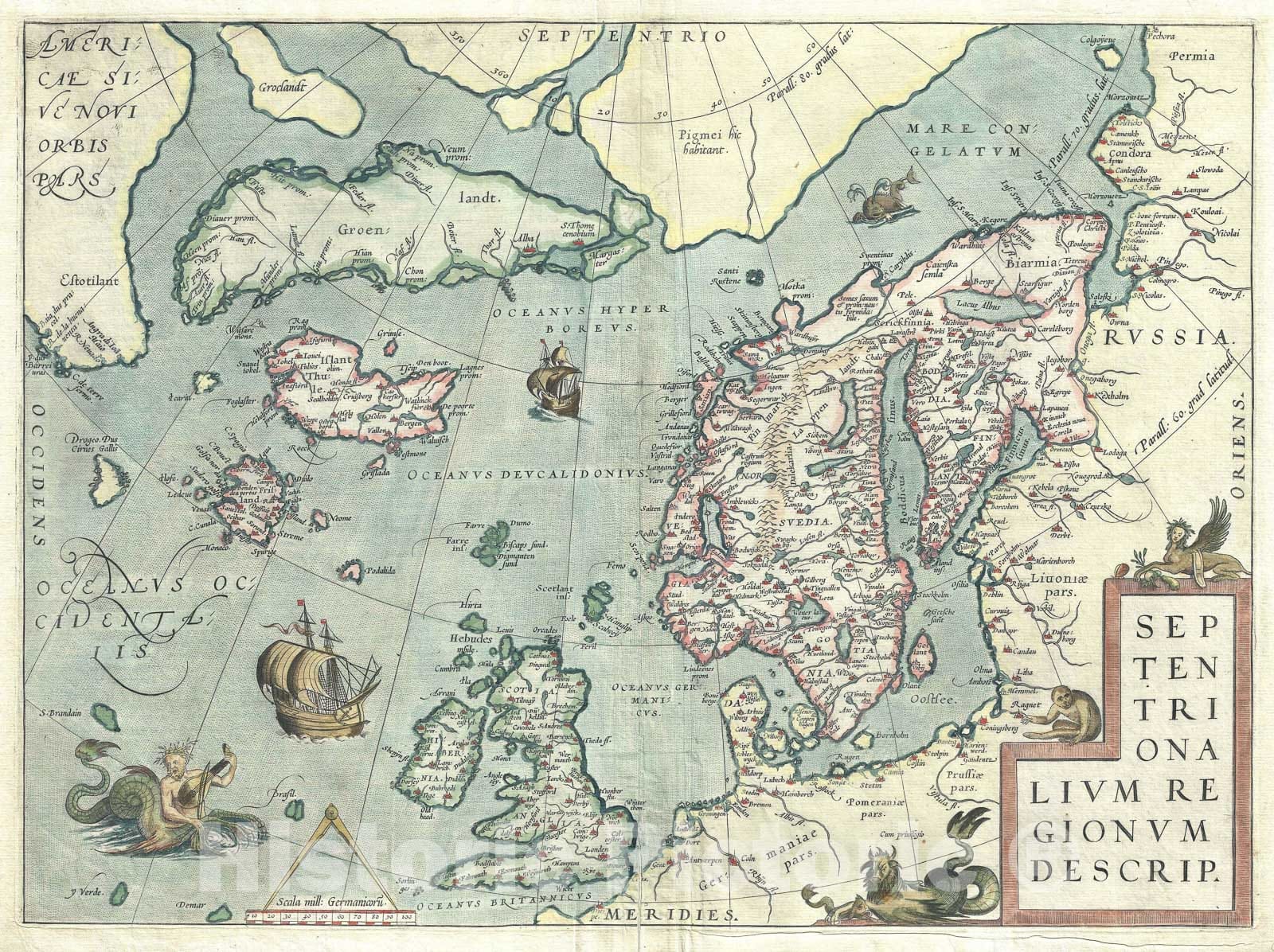 Historic Map : The Arctic "Scandinavia, Iceland, Greenland", Ortelius, 1572, Vintage Wall Art