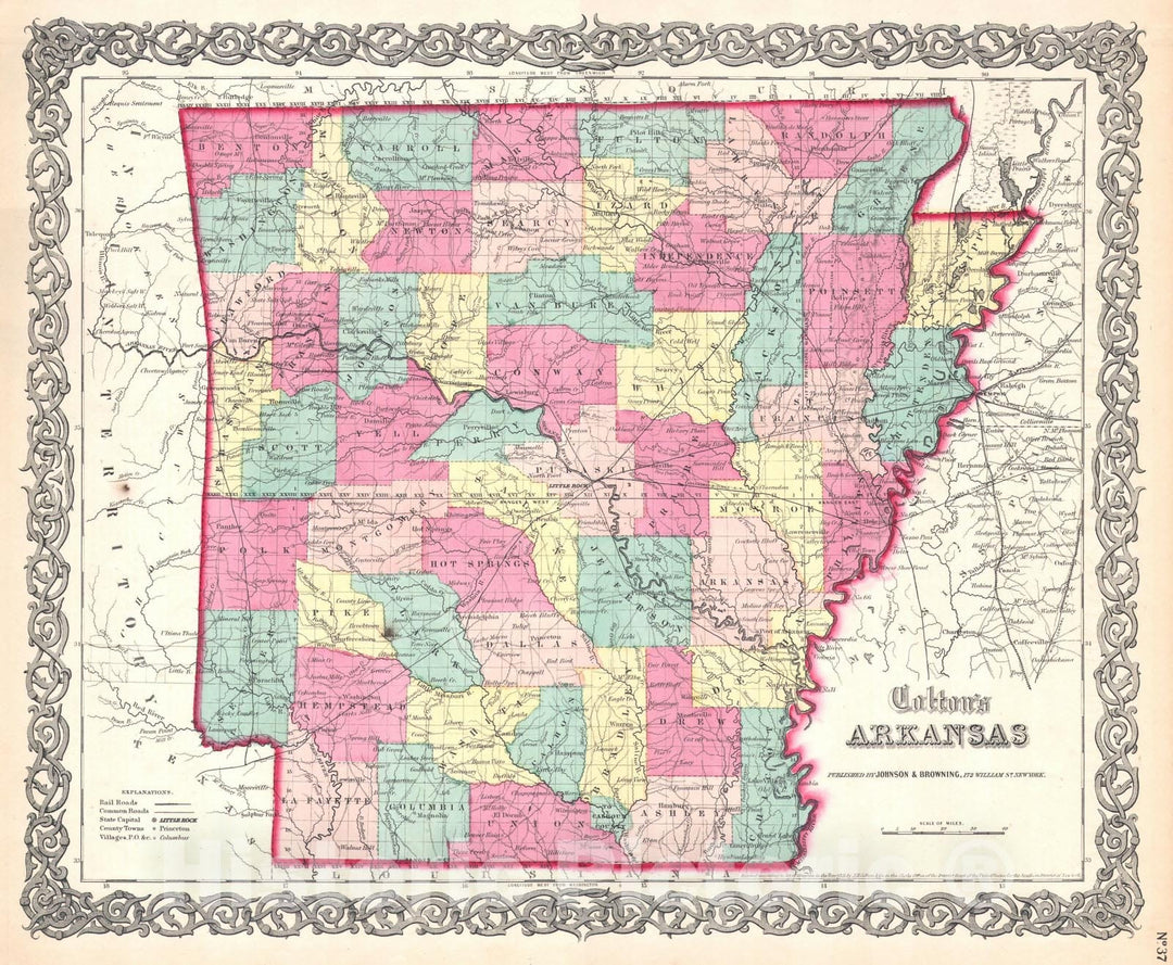 Historic Map : Arkansas, Colton, 1859, Vintage Wall Art