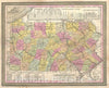 Historic Map : Pennsylvania, Mitchell, 1854, Vintage Wall Art