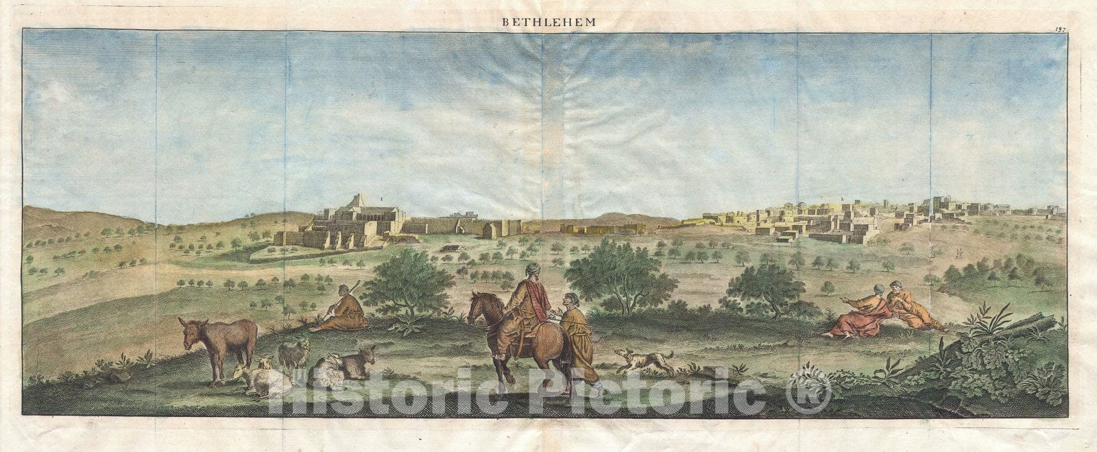 Historic Map : View of Bethlehem, Palestine "Israel, Holy Land", De Bruijin, 1698, Vintage Wall Art