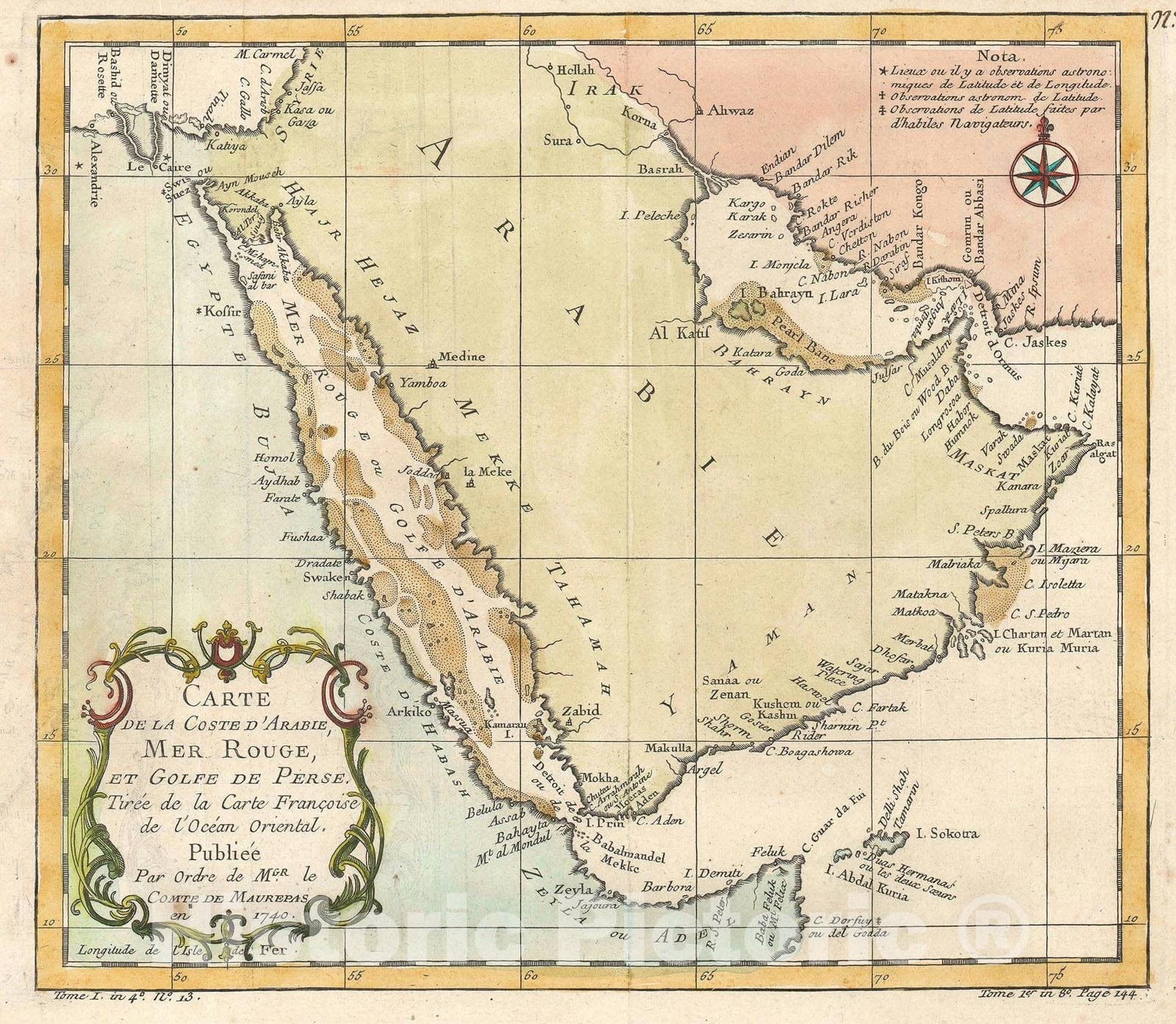 Historic Map : The Arabian Peninsula, Bellin, 1740, Vintage Wall Art