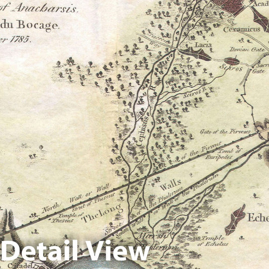 Historic Map : The City of Athens in Ancient Greece, Bocage, 1784, Vintage Wall Art