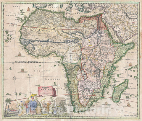 Historic Map : Africa "first map engraved by Homann", Standrart, 1697, Vintage Wall Art