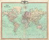 Historic Map : The World, Cruchley, 1850, Vintage Wall Art