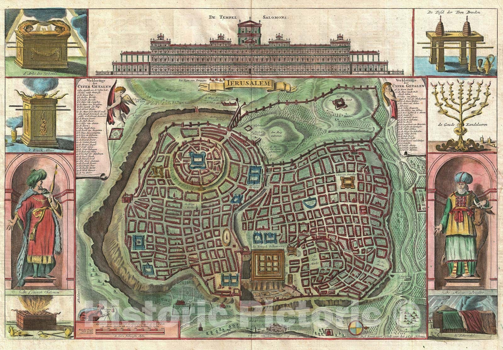 Historic Map : Jerusalem, Stoopendaal, 1730, Vintage Wall Art