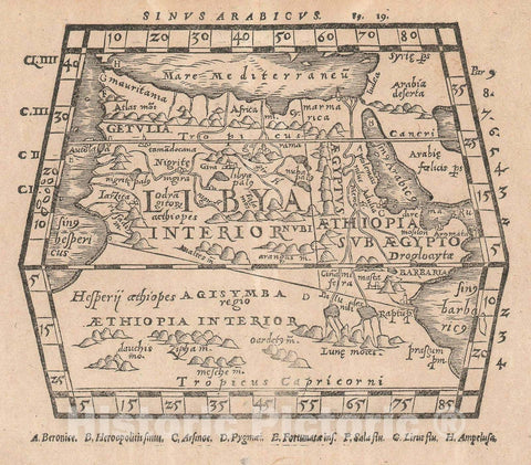 Historic Map : Ptolemaic Map of Africa, Heinrich, 1576, Vintage Wall Art