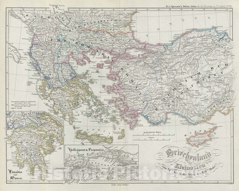 Historic Map : Greece and Asia Minor from The 11th to The 13th century, Spruner, 1854, Vintage Wall Art