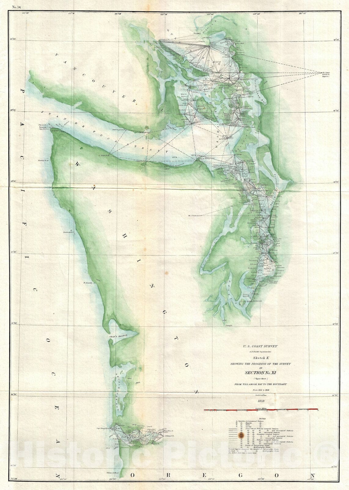 Historic Map : The Puget Sound and Washington Coast, U.S. Coast Survey, 1859, Vintage Wall Art