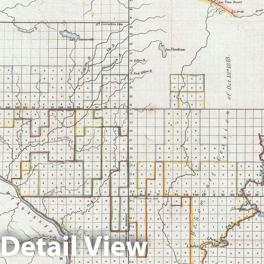 Historic Map : Sargent Public Survey Map of Wisconsin, 1852, Vintage Wall Art