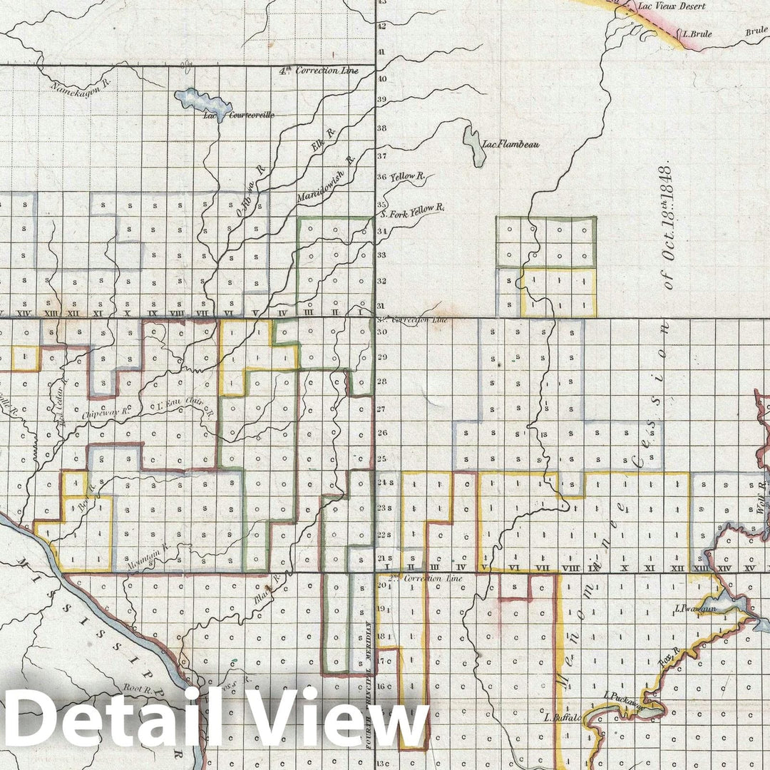 Historic Map : Sargent Public Survey Map of Wisconsin, 1852, Vintage Wall Art