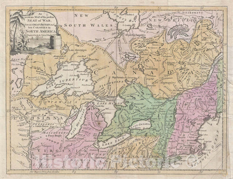 Historic Map : The Great Lakes during The Revolutionary War, Universal Magazine, 1776, Vintage Wall Art