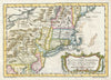Historic Map : New England "Massachusetts, New Jersey, New York", Bellin, 1757, Vintage Wall Art