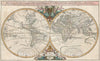 Historic Map : The World on Hemisphere Projection, Sanson - Jaillot, 1691, Vintage Wall Art