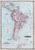 Historic Map : South America, Johnson, 1861, Vintage Wall Art