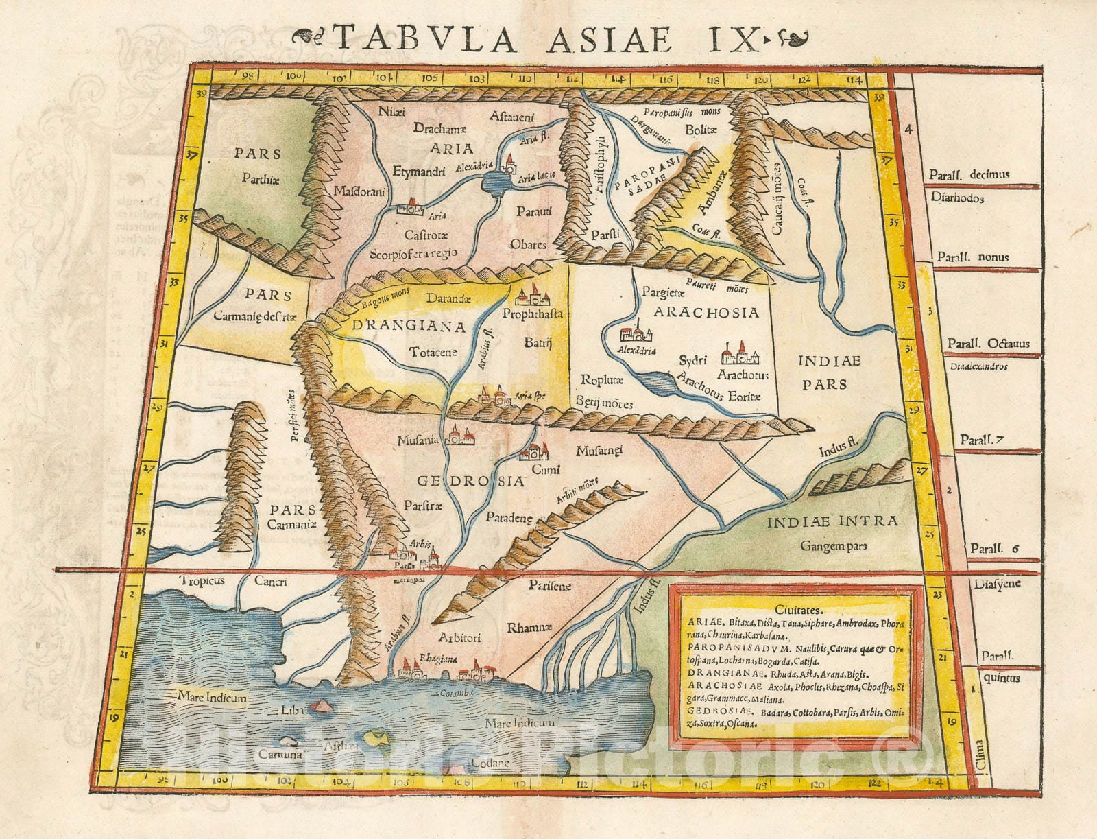 Historic Map : Pakistan and Afghanistan as known to Ptolemy, Munster, 1552, Vintage Wall Art