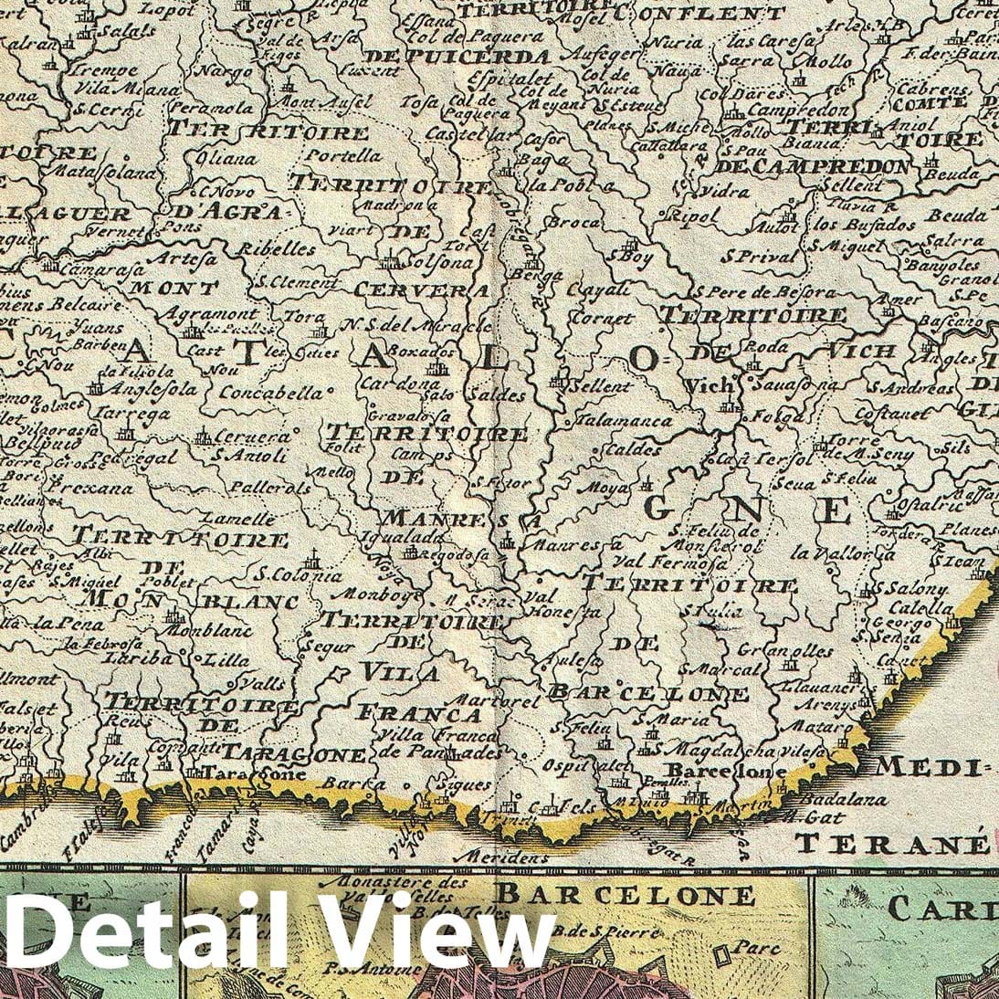 Historic Map : Catalonia, Spain 