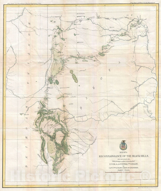 Historic Map : The Black Hills, Ludlow and Custer, 1874, Vintage Wall Art